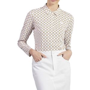 PXG Women's Harlequin Long Sleeve Polo Shirt - White