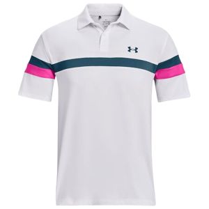 Under Armour Men's UA Tee To Green Colorblock Golf Polo - White Rebel/Pink Static/Blue White