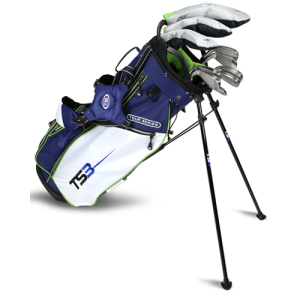 US Kids Golf TS3-57 10 Club V10 Combo Stand Bag Set - Navy/White/Lime