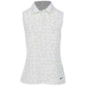 Nike Women's Grid Print Short Sleeve Polo - Photon Dust/Black